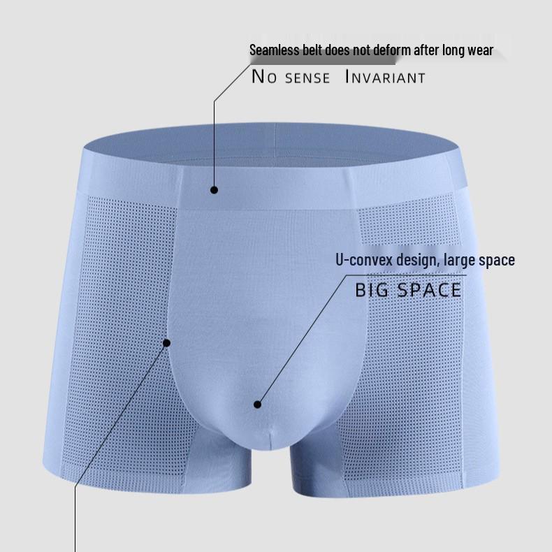 2026 Men's Antibacterial Ice Silk Seamless Boxer Briefs - Summer Thin Style