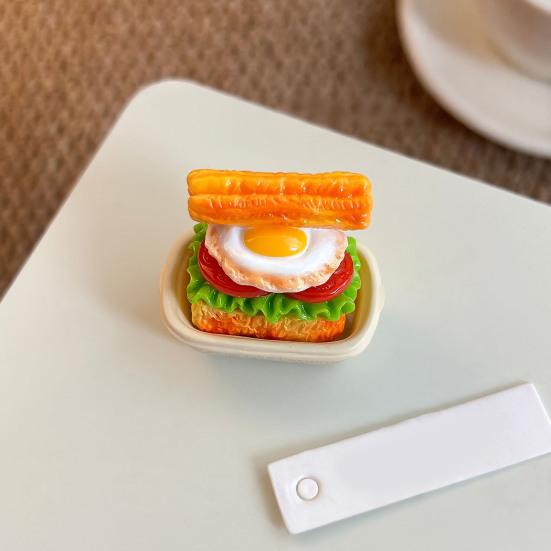 Chick Hamburger Refrigerator Magnet Resin Simulated Food Decorative Fridge Magnet Memo Notes Photo Holder for Home Kitchen Office