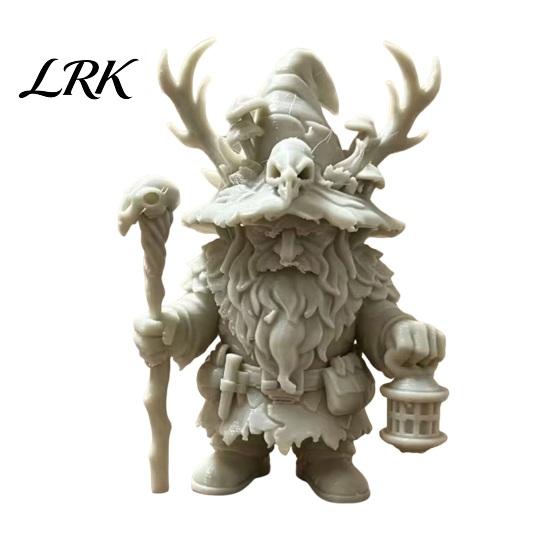 White Mold Blank Decoration Dwarf Wizard Figurine, 3D Printed Fantasy Mage Statue, Forest Sorcerer Decor Burr-free Model for Desk Shelf, Easter