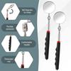 360° Inspection Mirror LED Light Telescoping Mirrors Extend Mechanic Tools Inspection Mirror Telescopic Handle Repairing Tools