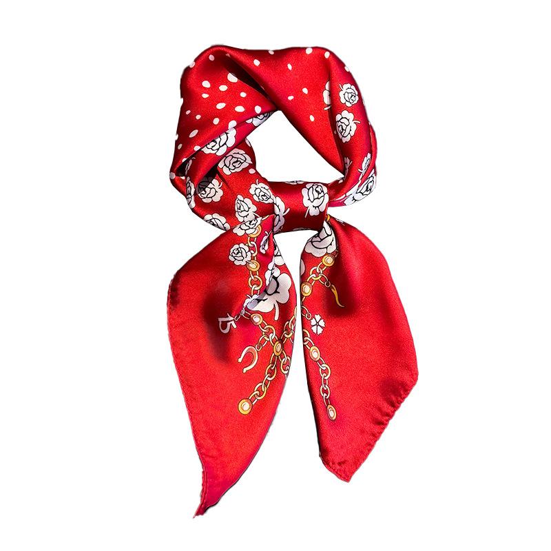 Spring Silk Scarf Fashionable Foreign Style Versatile Small Square Scarf 70Cm Decorative Scarf Sunscreen Travel Shawl Women