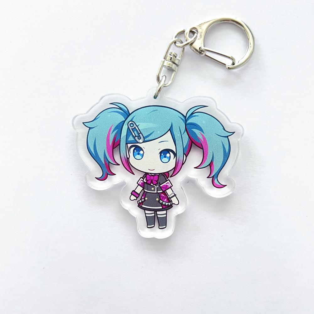 Anime PJSK Project Sekai Colorful Stage Character SD Cosplay Keychain Bag Pendant Acrylic Keyrings Key Chain Ornament Decoration