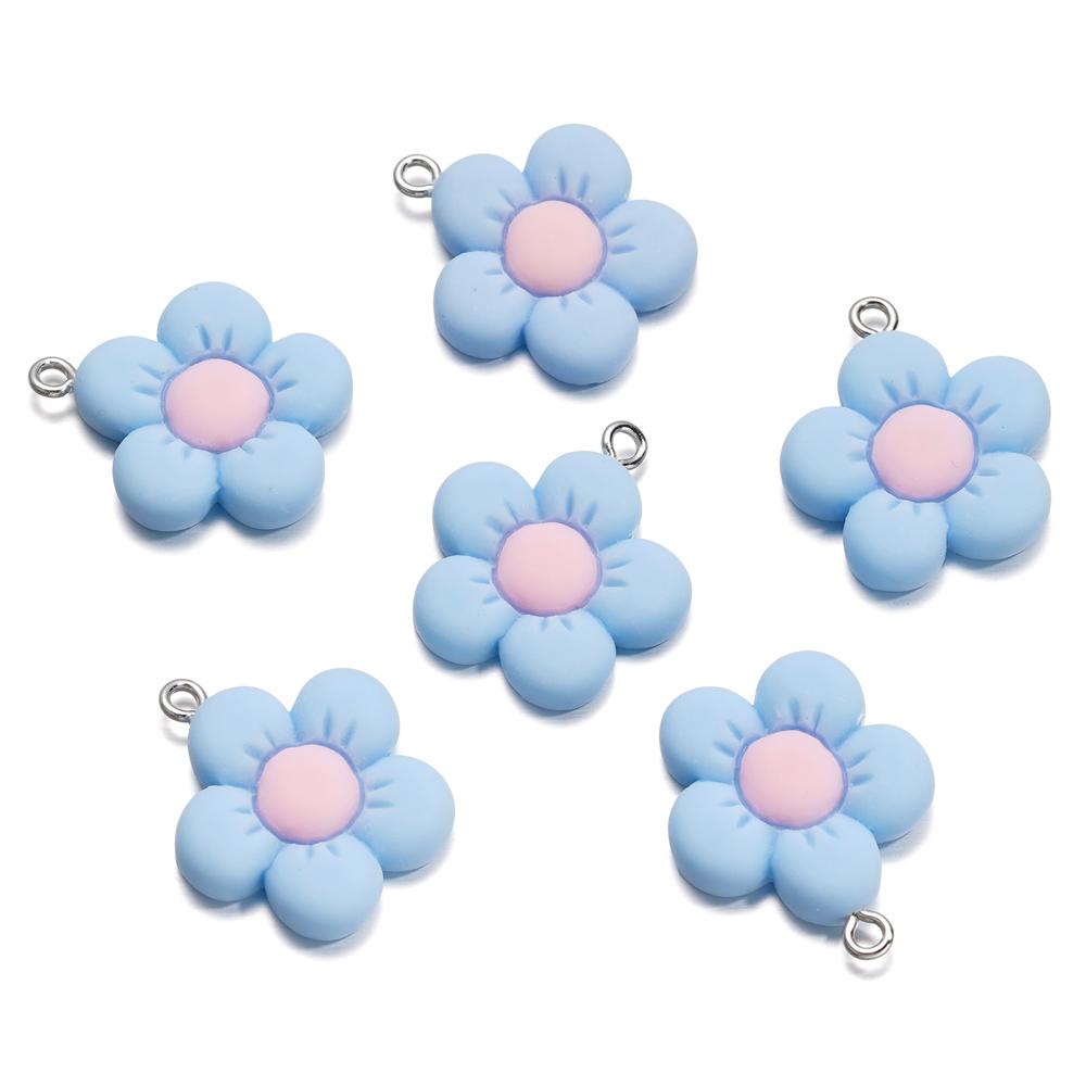 10Pcs/Lot 21*25mm Colorful Acrylic Cute Flower Shape Loose Charm Pendants for Necklace DIY Craft Jewelry Making Accessories