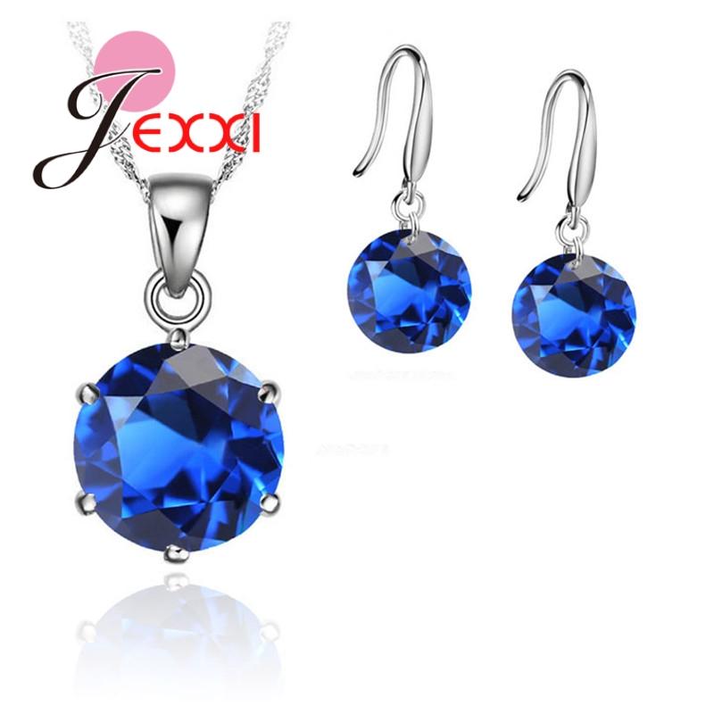 New Fashion Crystal Jewelry Set Cubic Zirconia CZ Pendant Necklace 925 Sterling Silver Jewelry Set Gift For Women Lovers