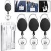 Transparent Cards Slots ID Tag Heavy-Duty Badge Holders Hard Transparent Scratch-Proof Case Protector Retractable Badge Clips