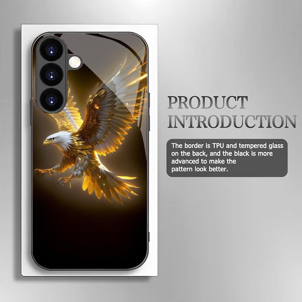 Högtempererat Glasfodral med Örnmotiv Lämpligt för Samsung Galaxy S26 S25 S24 S23 S22 S20 FE/Ultra/Plus Reptåligt