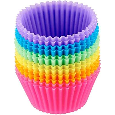 Pirottini da forno in silicone riutilizzabili, pirottini per muffin - Confezione da 12, multicolore