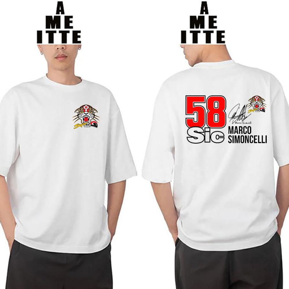 Marco Simoncelli 58 Gp Race Legend Tshirt New Unisex Short Sleeve Adventure Riding Sport Boy Casual Tees Funny Motorcycle Tops
