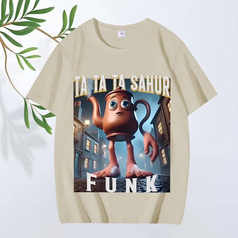 Ta Ta Ta Sahur Funk  Italian Brainrot Characters Funny Meme T Shirt men women 100% Cotton short sleeve Summer print Unisextops