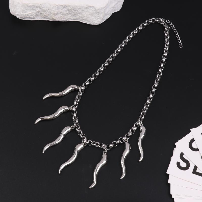 Punk Aesthetic Titanium Steel Cone Pendant Necklace Cool Accessories Geometric Neck Chains Goth Grunge Rock Jewelry Gift