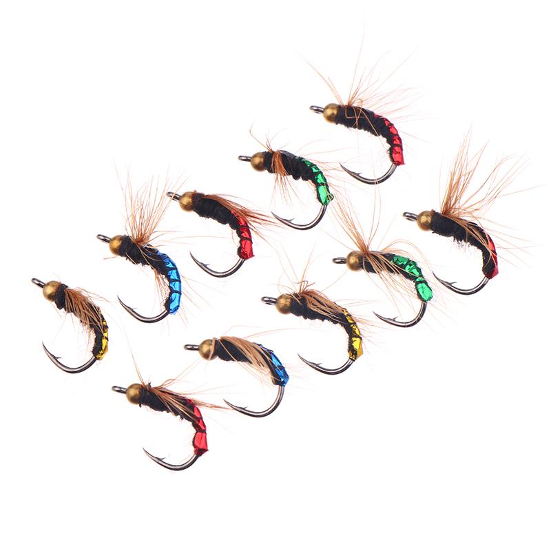 5/10Pcs Fly Fishing Lure Kit Artificial Insect Fishing Bait Fast Sinking Brass Bead Head Scud Fly Worm Trout Fishing Lure
