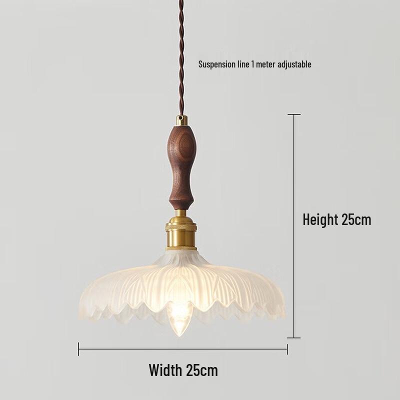 UOSU Amerykańska Retro Orzechowa Szklana Lampa Wisząca