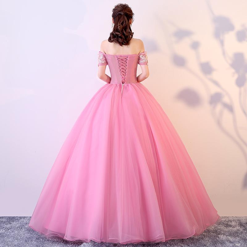 One-word shoulder colored yarn dress choir performance conductor costume student art exam dress banquet tutu dress evening dress