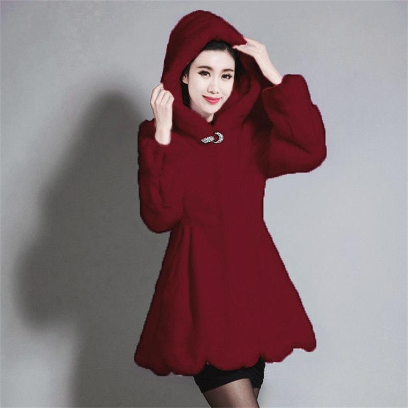 Large Size 3XL Fur Overcoat Women Fur Coat Autumn Winter Female Faux Mink Overcoat Women's Mid-length Hooded Jacket