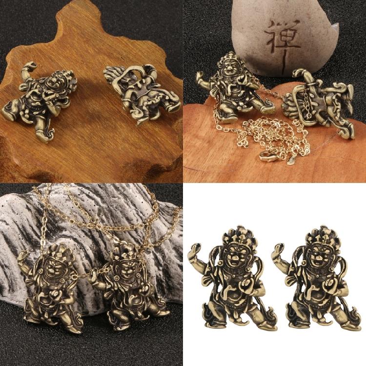 Mahakala Statue Antique Bronze Brasses Tibetan Small Hanging Ornament Sacred Protectors of Dharma Buddhism Sculpture Gift