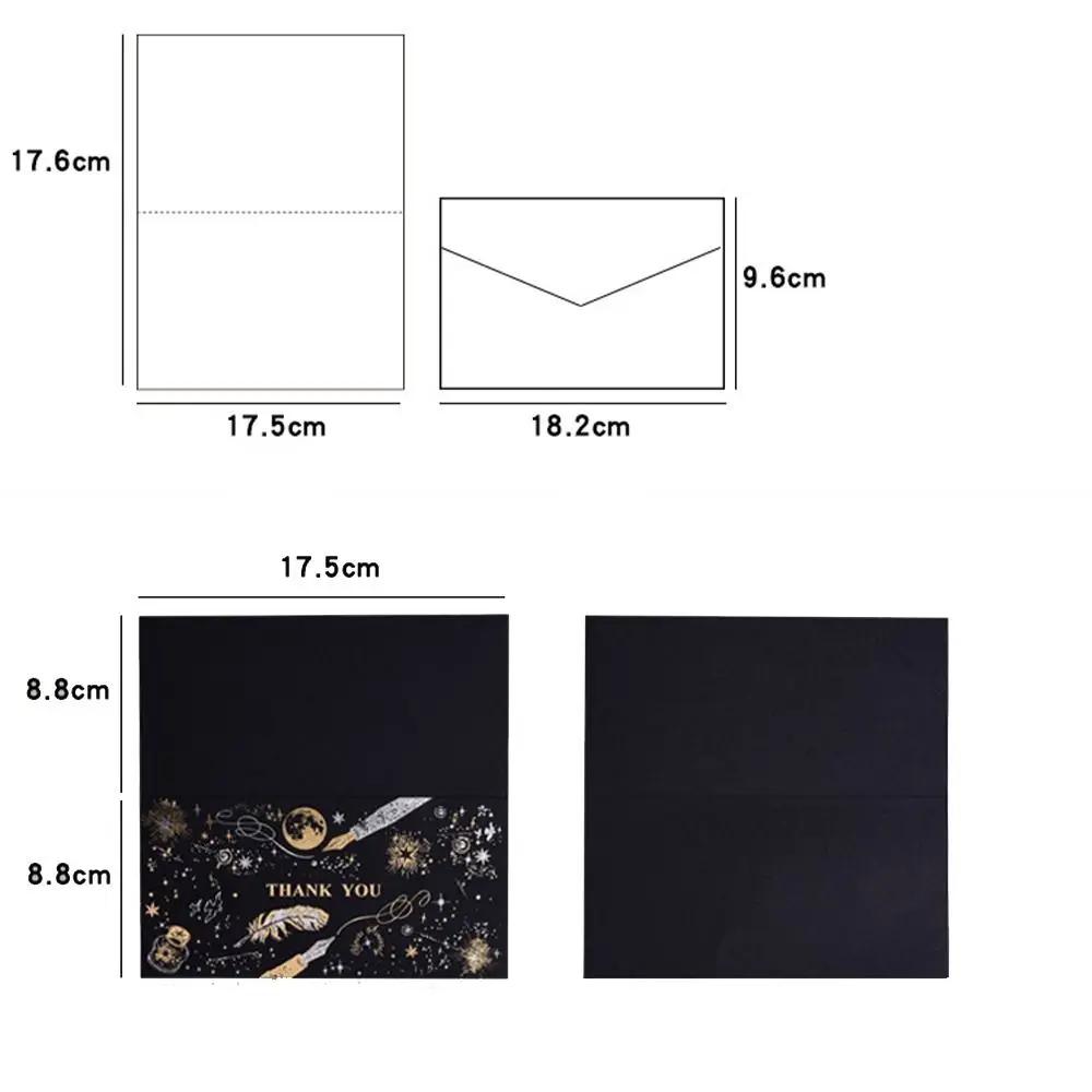 5pcs Two-color Hot Stamping Thank You Card Cute Handmade Message Blessing Card Unique Creative Folding Card Birthday