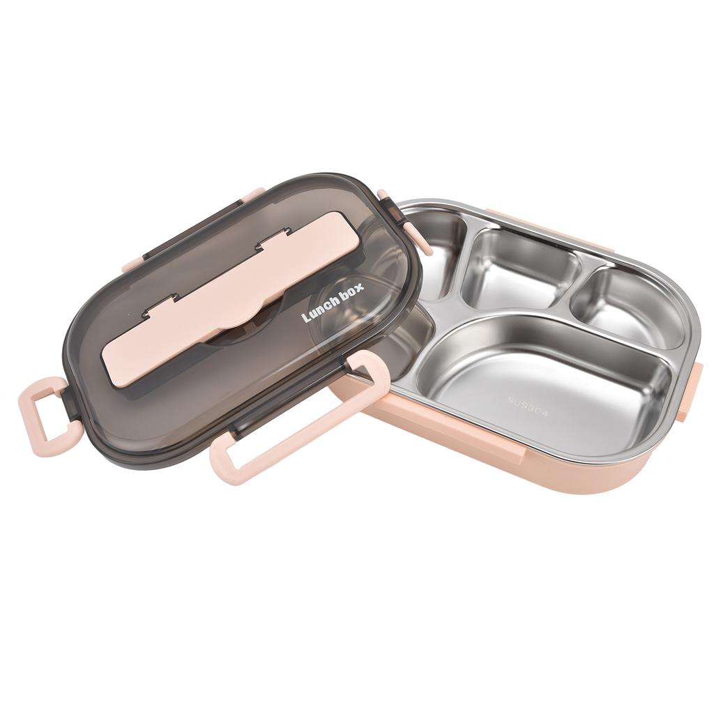 1.3L Thermal Lunch Box Stainless Steel 5 Compartments Lunchbox with Chopsticks Spoon for School