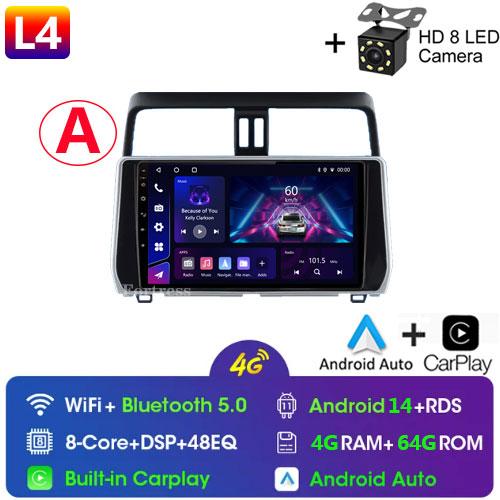 For Toyota Land Cruiser Prado 150 2018 2019 - 2022 Carplay 360 Camera Auto Android 13Car Radio Multimedia Player GPS Stereo Wifi
