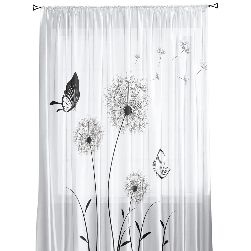 Dandelion Pattern Modern Tulle Curtains for Living Room Bedroom Home Kitchen Window Sheer Curtains