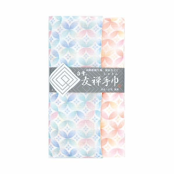 Shirayuki Dishcloth Shirayuki Yuzen Hand Towel Large Handkerchief Tea Towel Reversible Pattern Sky Blue Peach Blossom / / / / (Shippo / (Blue) / Pink)