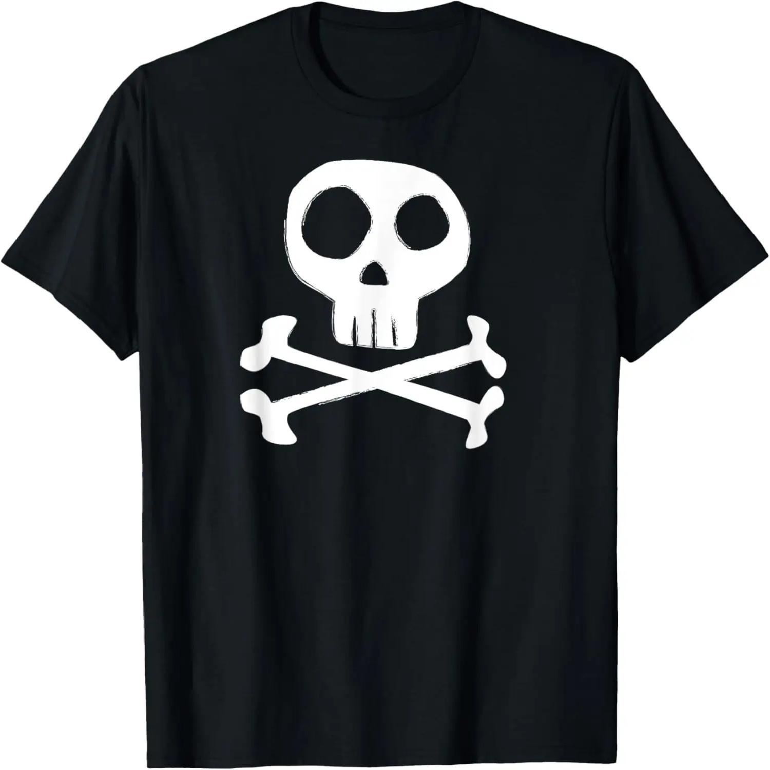 Skull and Crossbones Pirate Jolly Rogers Flag T Shirt T-Shirt S чёрный