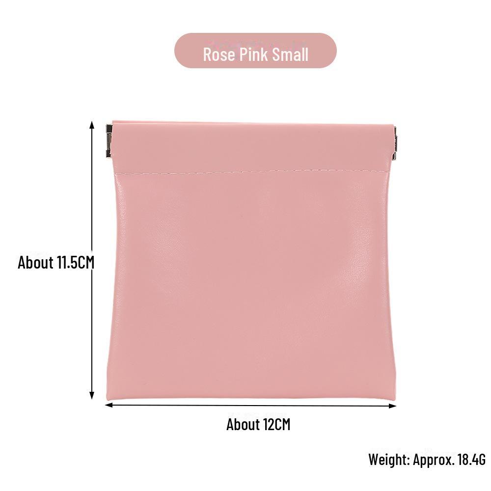 Auto-Close PU Leather Cosmetic Bag for Travel - Holds Lipstick, Earphones, Chargers, and Cables.