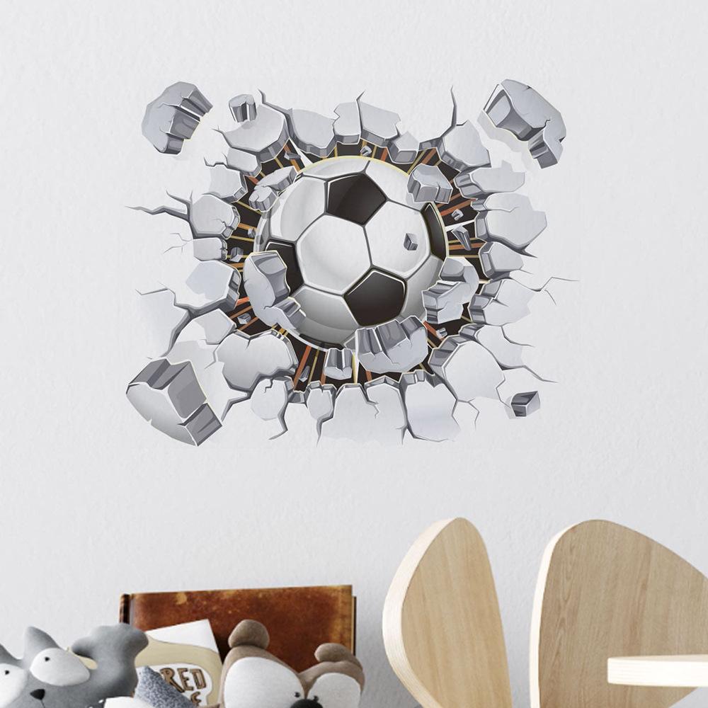 Adesivo da Parete Pallone da Calcio Coppa del Mondo 2026 che Rompe il Muro per Camera da Letto Soggiorno Corridoio Decorazione Casa