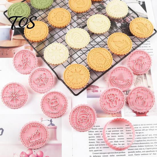Christmas Cookie Cutters Set 8Pcs/Set Cutter Set, Santa Claus Dough Press, Stamp DIY Gingerbread Man Molds with Tree Snowflake Man, Festive
