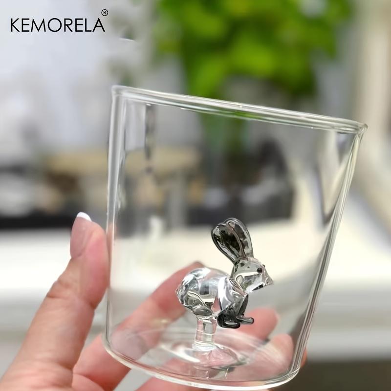 

KEMORELA 1PCS Cute Rabbit Cartoon Glass Cup High Borosilicate Reusable Suitable for Iced Coffee Juice Can be Used as Easter Gift 301-400ml чорний