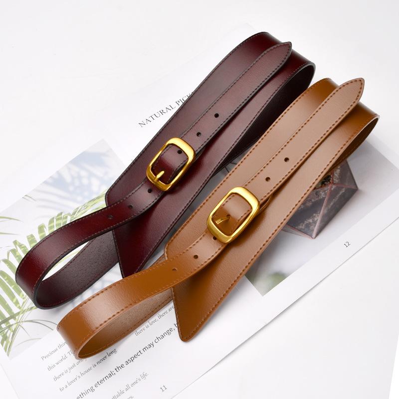 Winter Wide Belt Women's Cowhide Waist Enclosure Decoration with Coat Coat Waist Zipper Versatile Waist Seal