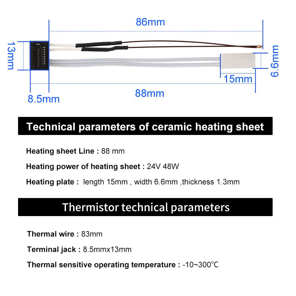 Heating Tube For Bambu Lab A1 A1mini P1P P1S X1 X1C Thermistor + Ceramic Cartridge Heater For Bamboo Hotend 3D Printer Parts Fuel Injectors 6