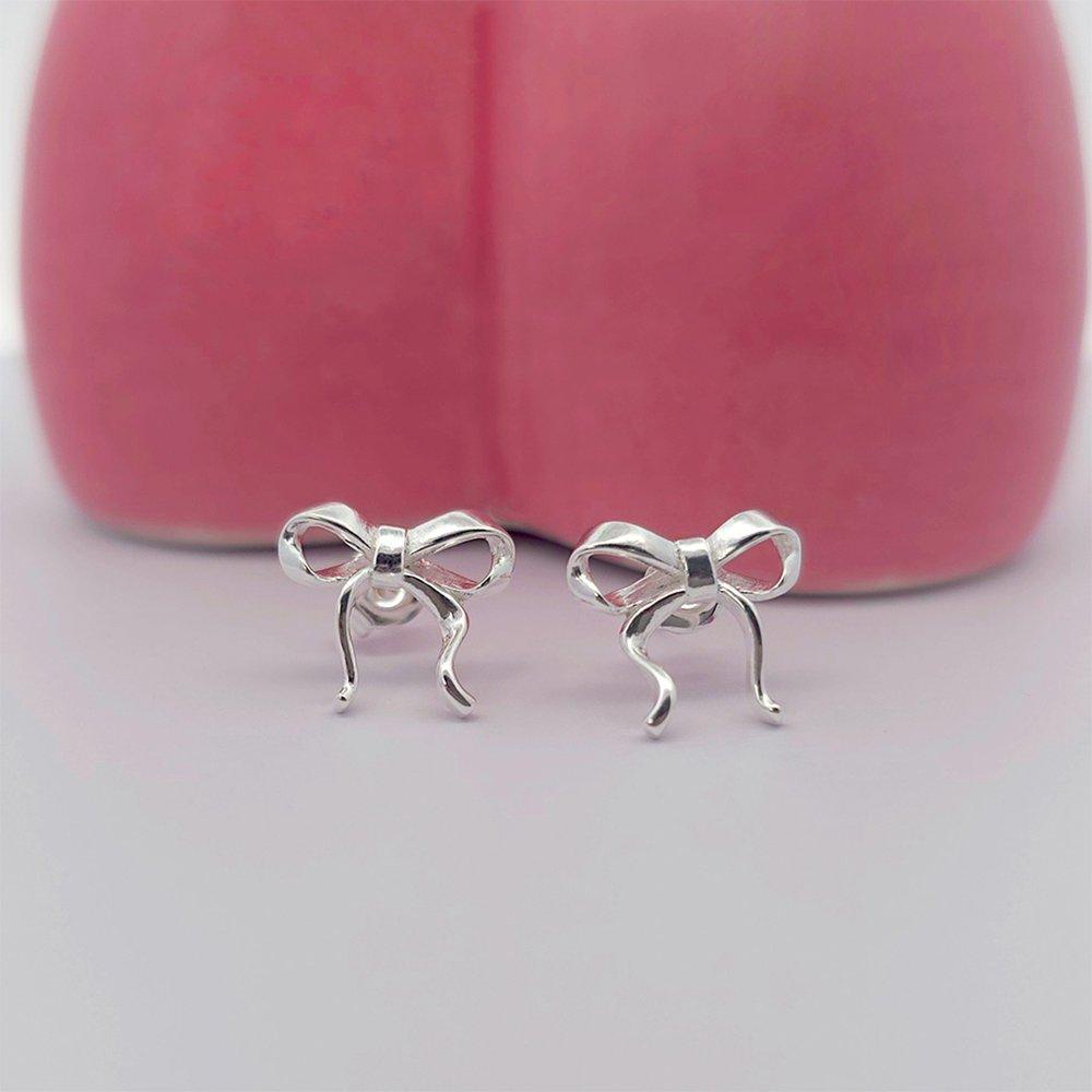 Lovely Special Ribbon Silver Earrings