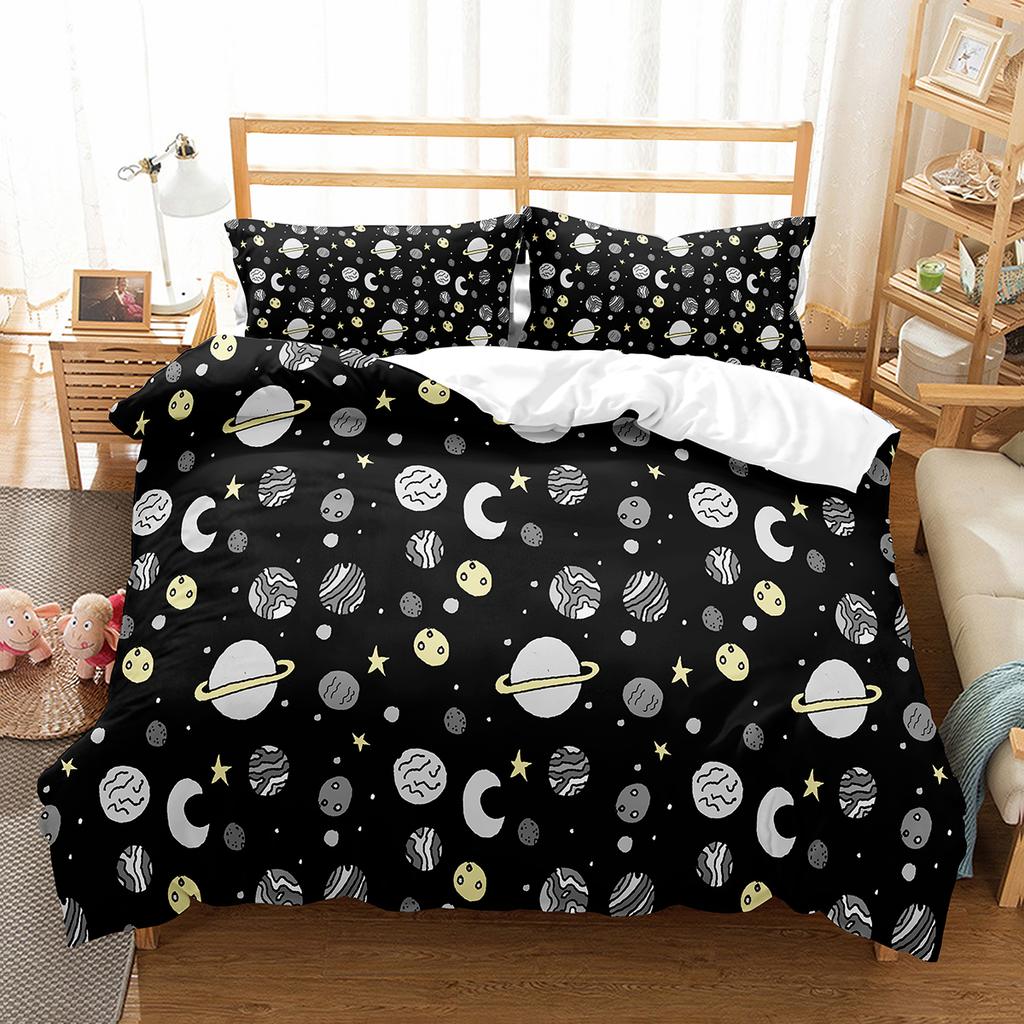 Astronaut Skateboard Duvet Cover Set King Queen Full Size For Kids Boys Girls Bedding Set Cartoon Style Polyester Quilt Cover