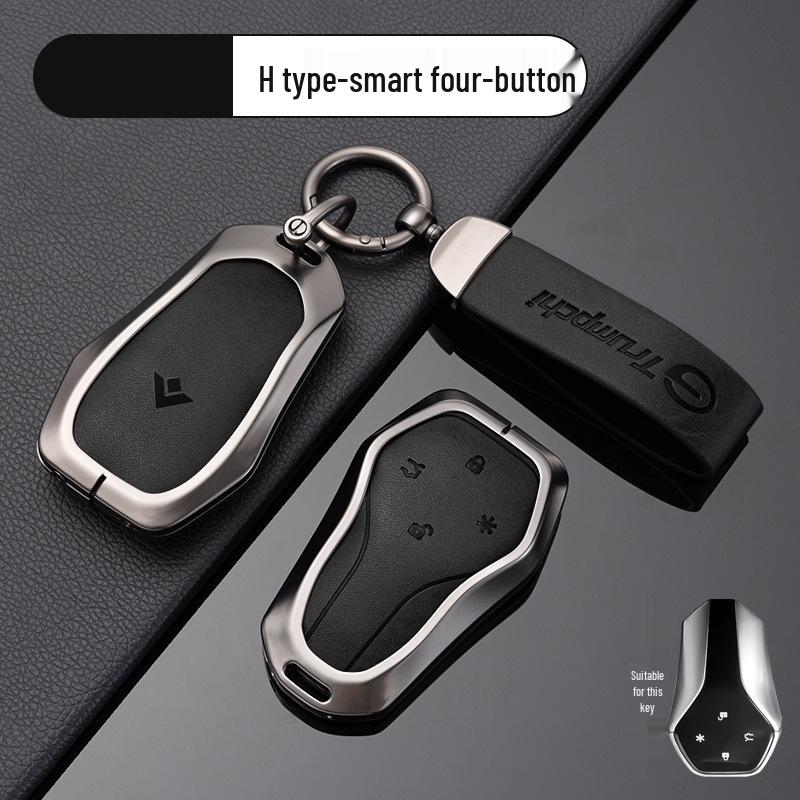 Compatible Key Case for Trumpchi GS4, GS3, GS5, GA6, GA3, GA4 - Metal Leather Car Accessories
