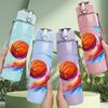 1PC Flame Basketball Pattern 750ml Color Plastic Sports Water Bottle Leakproof Flip Straw Lid Suitable for Sports Office Home Use