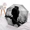 1 PC Automatic Folding Umbrella - Raven Pattern, Portable & Foldable Design with 8 Ribs, Christmas Birthday Gifts
