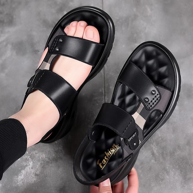 Brand Men's Sandals High-quality Cowhide Leather Sandals Outdoor Casual Sport Sandals for Men Non-slip Beach Shoes 2024Sandalias