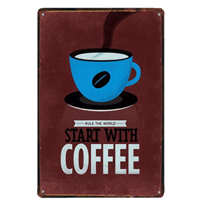 Coffee Sign Vintage Wall Decor Plaque Metal Retro Poster Decorative Coffee Plates Tin Cafe Decoration 20x30 Cm