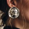 Women Fashion Same Style Stud Earrings Minimalist Temperament Minority Geometric Pleated Alloy Earrings For Women