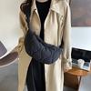 Female Puffer Shoulder Bag Trendy Soft Down Cotton Underarm Bag with Zipper Quilted Simple Crossbody Bag Solid Color Lightweight