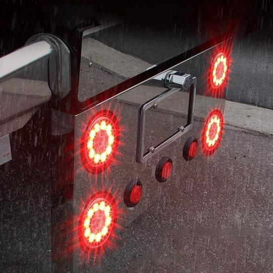 2pc Red/White 16LED 4"Inch Truck Round Trailer Brake Stop Turn Signal Tail Light