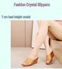 Women's High-Heeled Crystal Slippers: One-Strap, Non-Slip, Thick-Soled, Perfect for Spring & Summer Beach Days