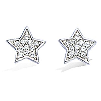 [K6662] - Ασημένια Σκουλαρίκια 'Αστέρια' ασημί λευκό (ροδιωμένα) - 6 χιλ.