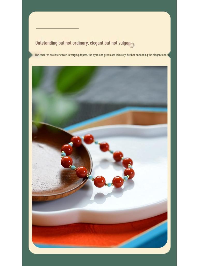 South Red Agate & Natural Turquoise Bracelet with 925 Silver Beads