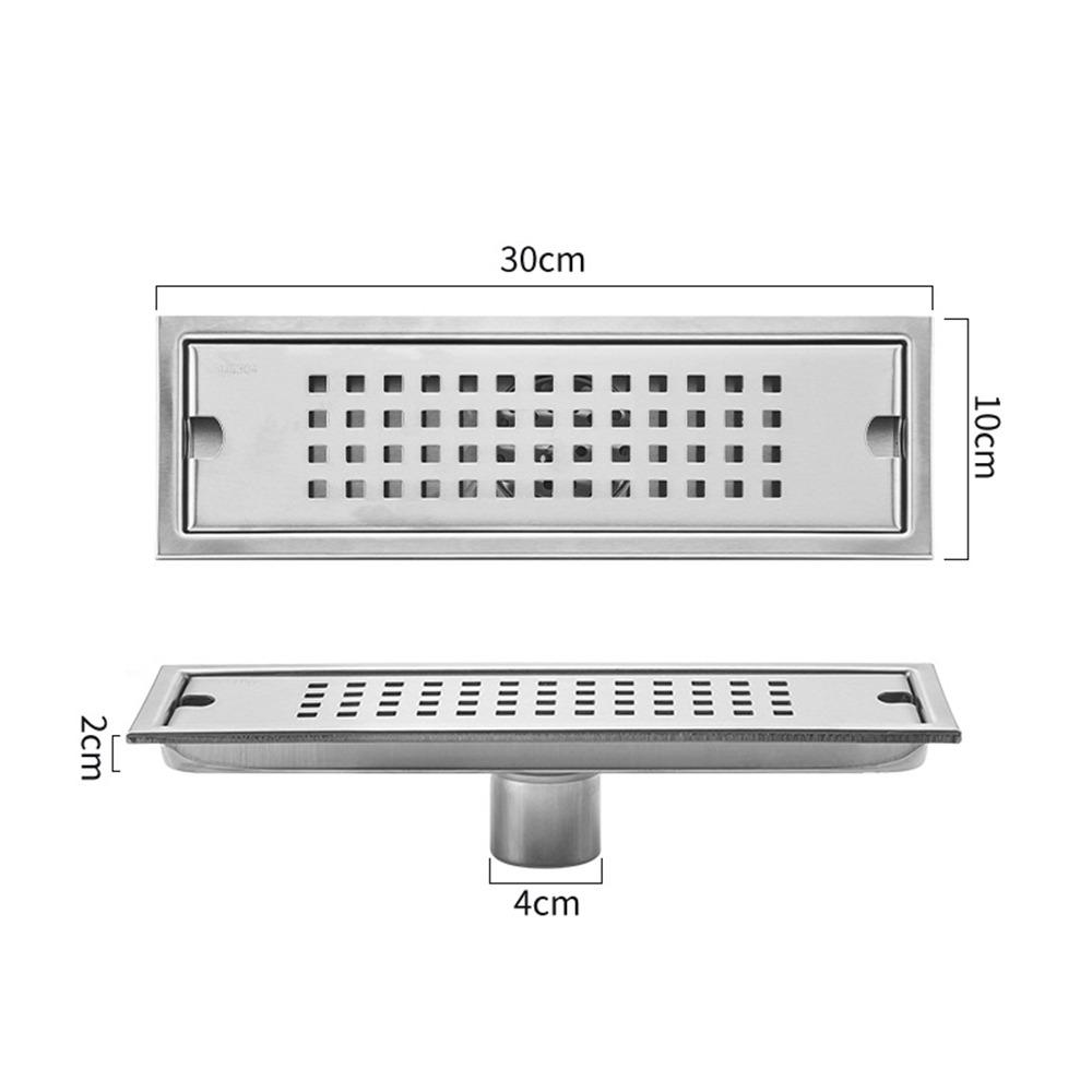 With Strainer Cover Shower Floor Drain Rectangle Shape Stainless Steel Bathroom Sink Strainer Removable Anti-odor
