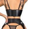 New Sex Underwear Sexy Women Patent Leather Mesh Underwear Three-piece Sex Suit