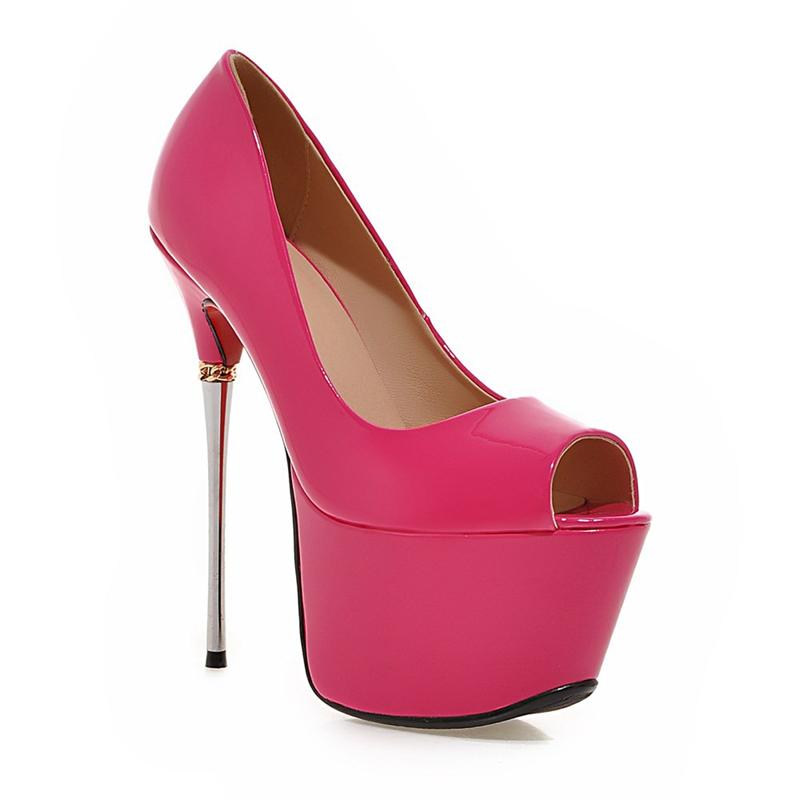 Sexy Extrémní 16cm Vysoké Podpatky Platforma Boty Žena Peep Toe Červená Zlatá Stříbrná Dámské Lodičky na Podpatku Párty Svatba Taneční Boty Ženské