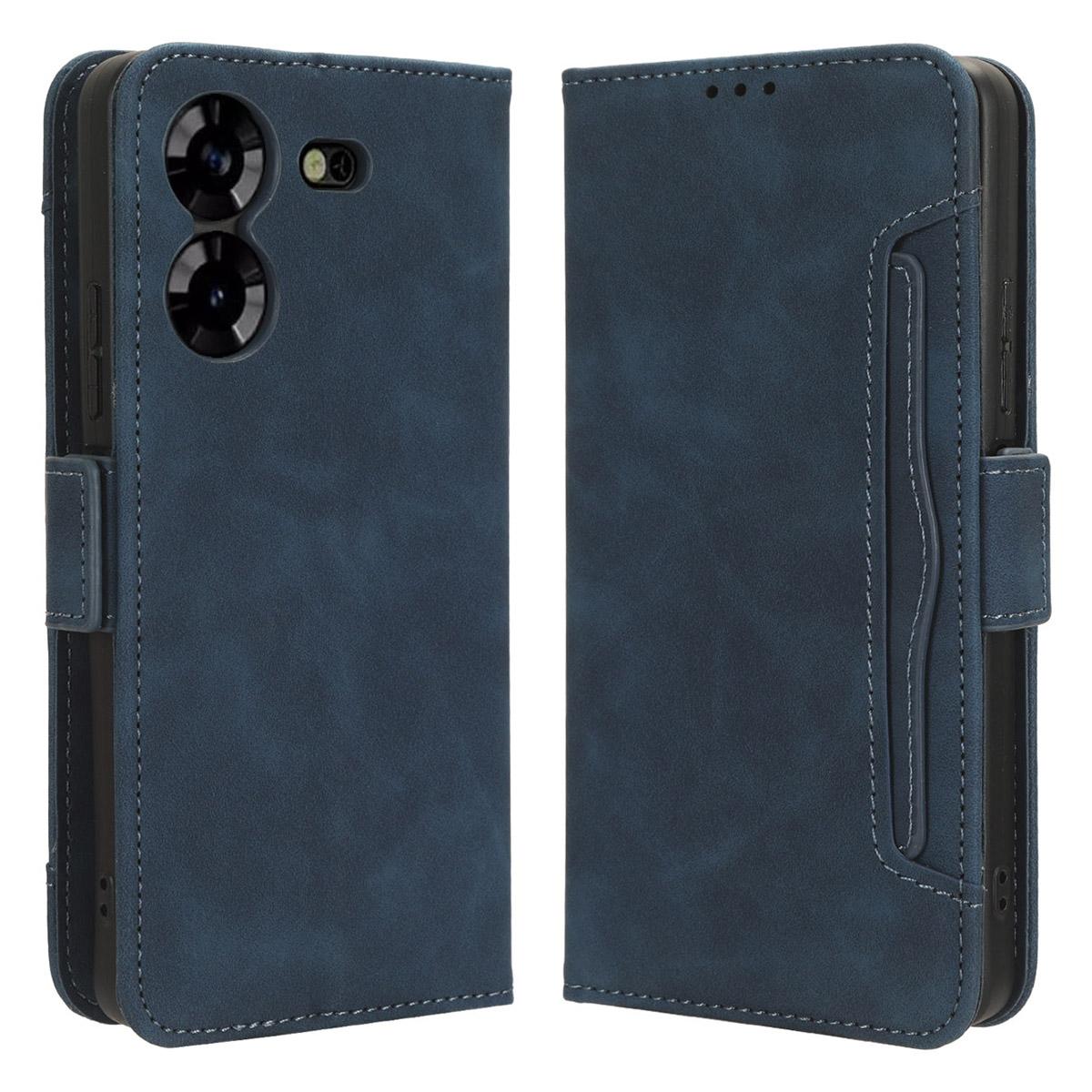 

For TECNO Pova 5 4G LH7N PU Leather Stand Wallet Case Multiple Card Slots Phone Cover Blue