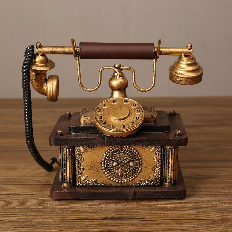 European Retro Old-fashioned Telephone Desktop Ornament Living Room Wine Cabinet Office Home Decoration Photo Props