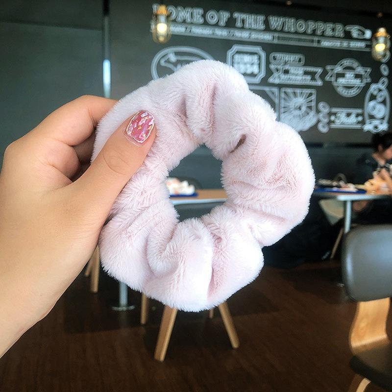 Winter Warm Soft Hair Scrunchies for Women Girls Cute Plush Elastic Multicolor Rubber Band Loop Accessories